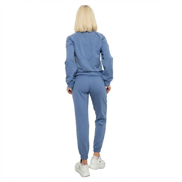 Жіночий спортивний костюм трикотажний, колір джинс, з кишенями 244R1069AG фото